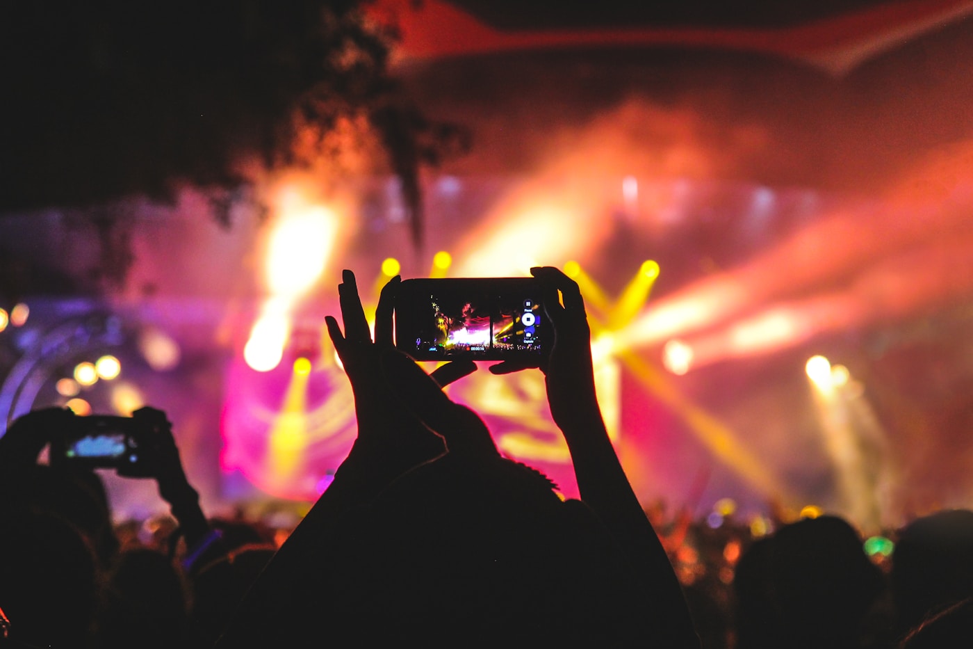 Concert crowd with digital event engagement